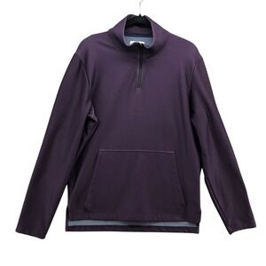 Con.Struct Quarter Zip Pullover Mens Medium Plum Purple Textured Diamond Knit